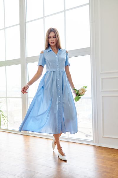 Однотонное голубое платье Жасмин 03-jsm фото